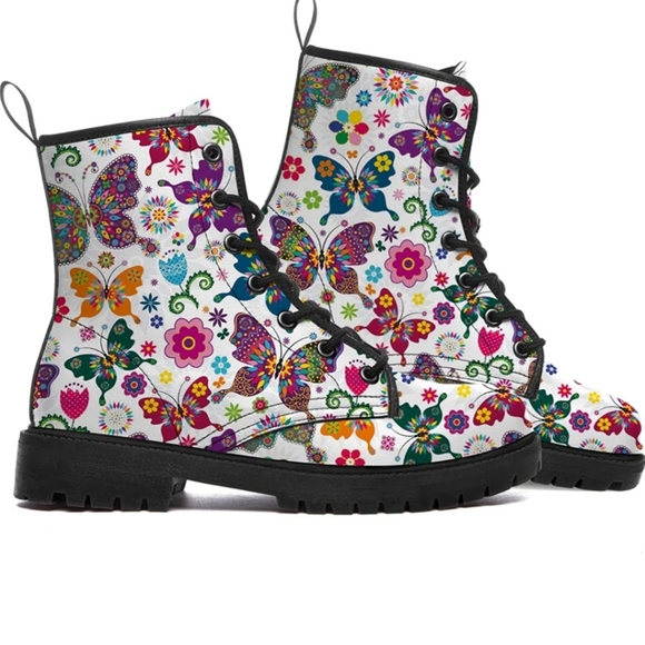 Butterfly Boots Womens Mens Combat Boots Lace Up Ankle Boot Waterproof Anti-Slip - Picture 2 of 8